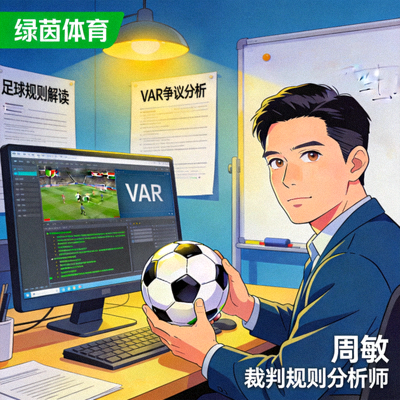 绿茵体育裁判规则分析师周敏，专注足球规则解读与VAR争议分析