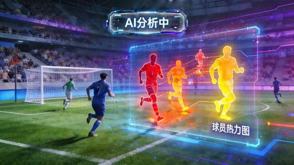 人工智能分析足球比赛画面与球员热力图